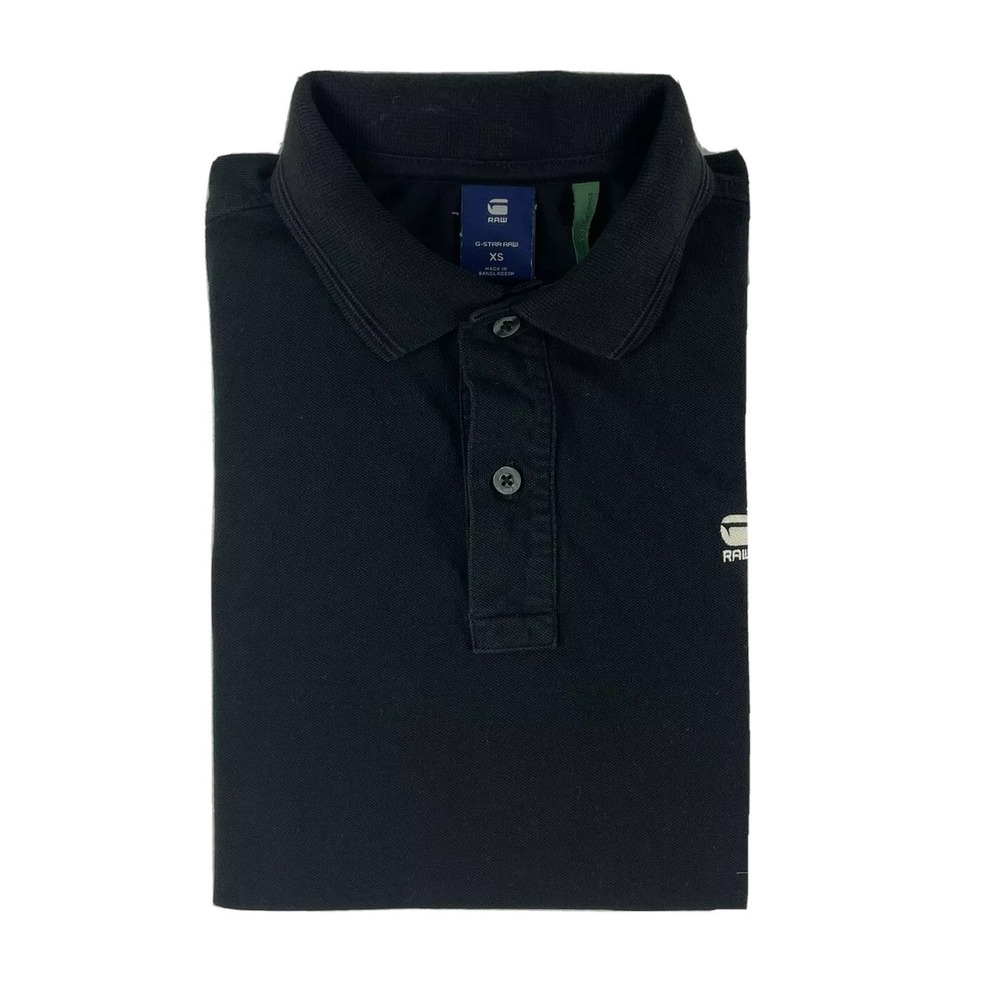 G-Star RAW Mens Black Cotton Pique Polo Shirt Size XS Short Sleeve Logo